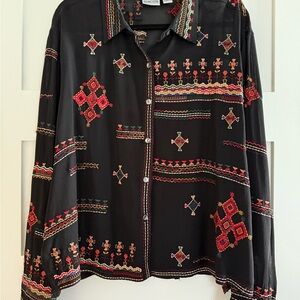 Embroidered Hand-Beaded Black Shirt
